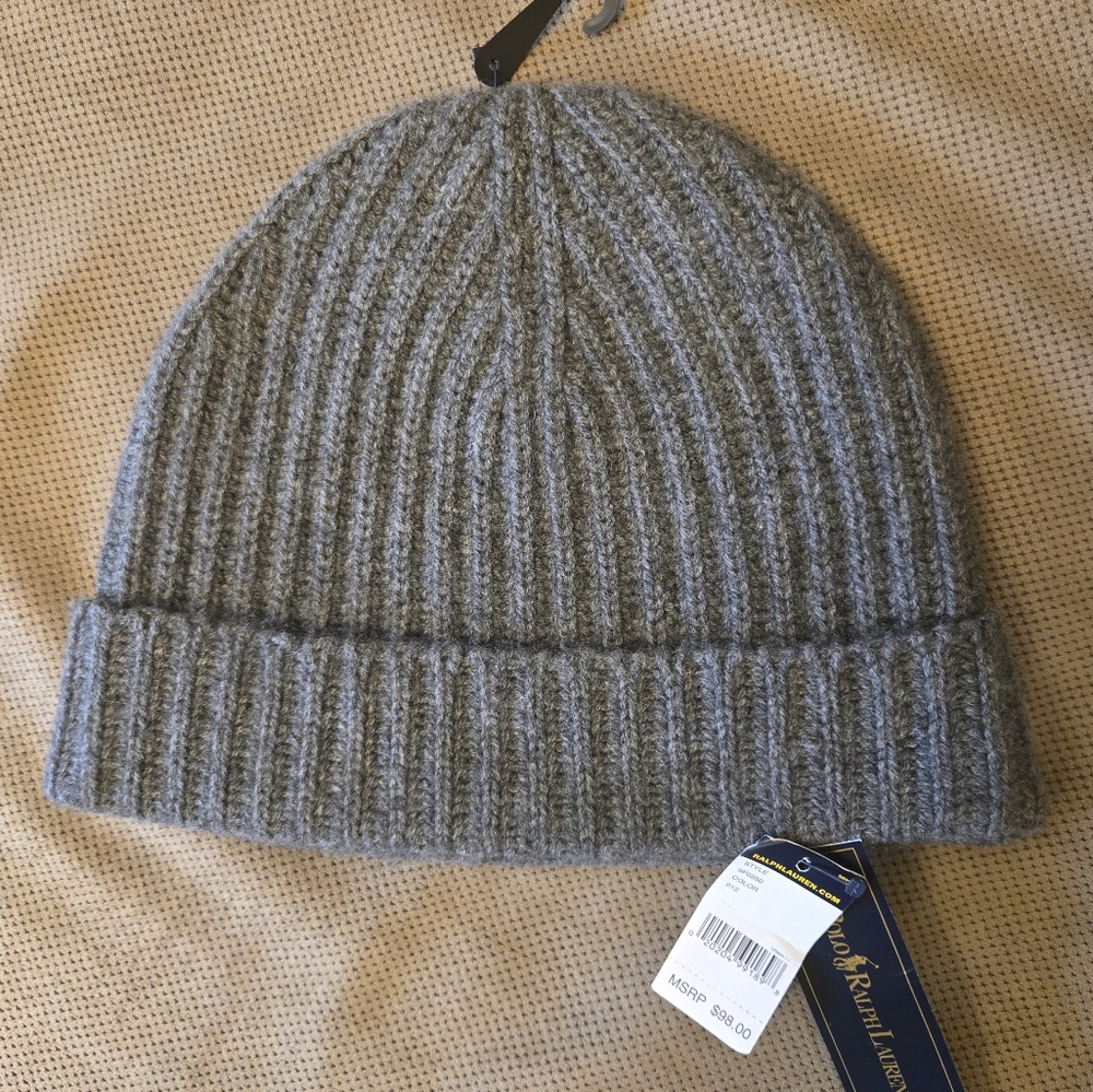 Polo by Ralph Lauren Gray Cashmere Knit Beanie